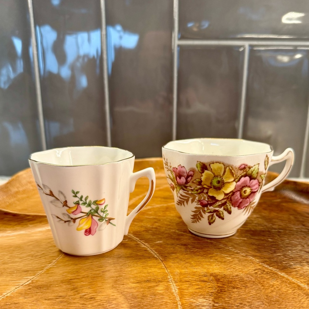 Vintage Floral Bone China Teacup Set
